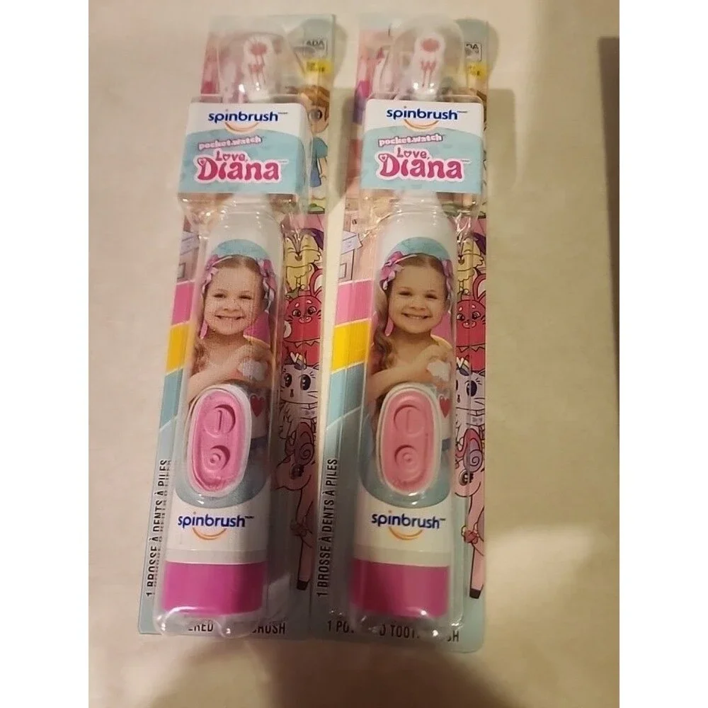 LOT OF 3 SPINBRUSH Love, Diana Soft Battery-Powered Electric Toothbrush Kids New